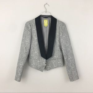 QMack Silver Black paisley Tuxedo Style Jacket | S